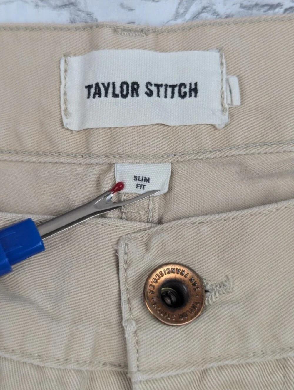 Taylor Stitch The Slim Foundation Pant in Organic Khaki - Size 33 - Picture 6 of 14